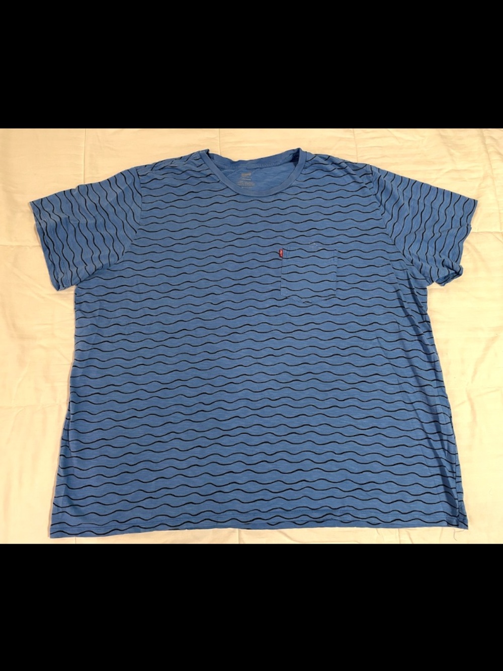 Levi’s Shirt Mens 3XL Blue Squiggle Crew Neck Short Sleeve Logo Stretch Pullover